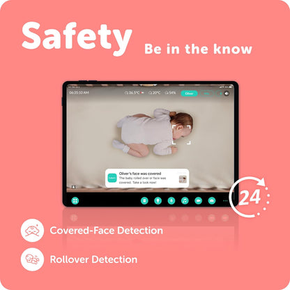 CüboAi Pacote de segurança para dormir - Inclui monitor de bebê inteligente Cubo Ai Plus com visão noturna HD 1080p com conjunto de 3 suportes e almofada de sensor de sono | Alertas de segurança de IA proativa, análise de sono e detecção