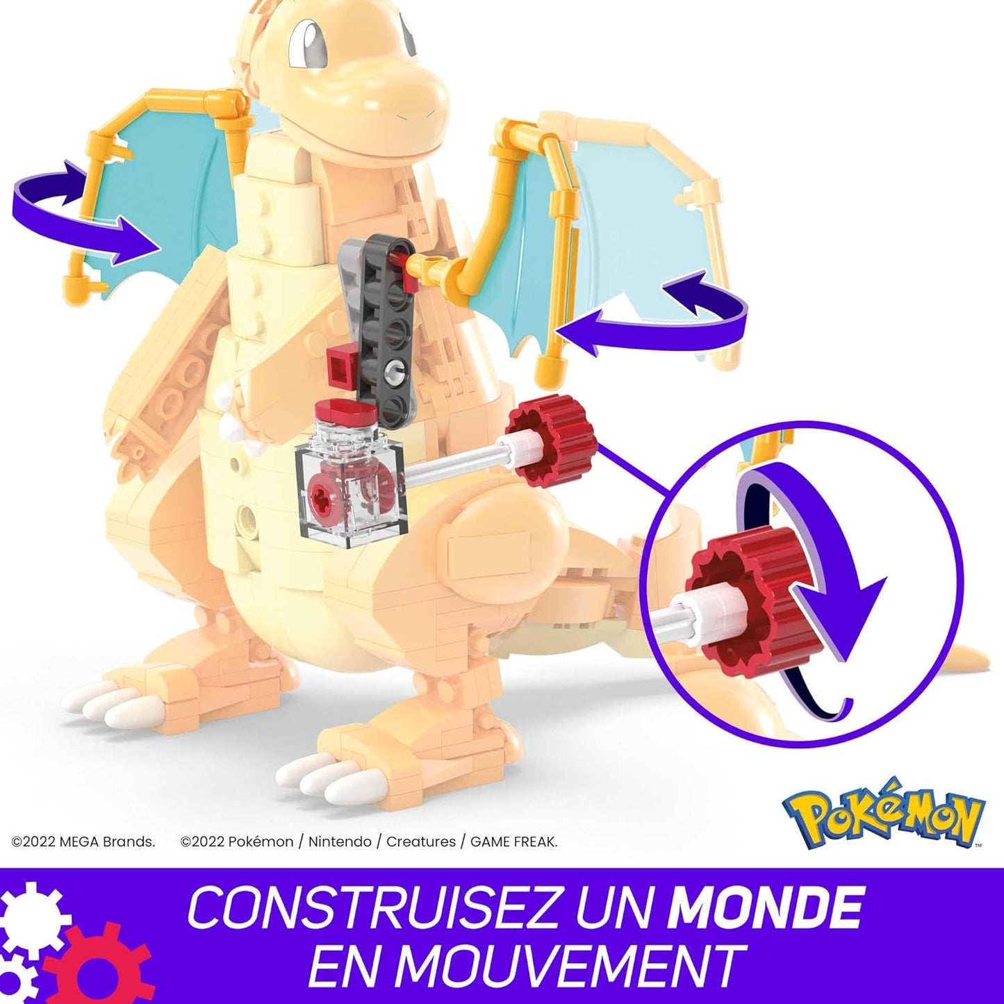 MEGA Brinquedos de construção de bonecos de ação Pokémon para crianças, Dragonite com 387 peças e movimento de bater asas, ideia de presente para maiores de 9 anos, HKT25