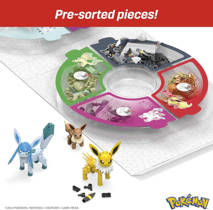 MEGA Pokémon Building Toys define cada evolução do Eevee com 470 peças, 9 personagens articuláveis, para crianças, GFV85