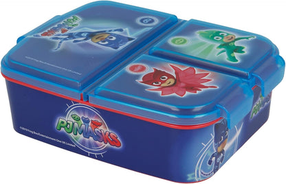 PJ Masks Stor Kids Childrens Multi Compartimento Retangular Escolar Viagem Almoço Caixa de Comida Sanduíche Bento Container, BPA Free (Azul)