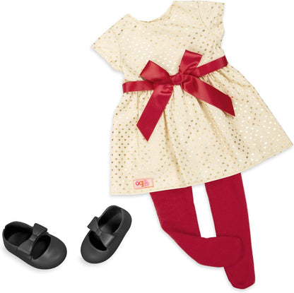 Our Generation BD31250C1Z vestido Noelle de 46 cm e arco-boneca de brinquedo de Natal de luxo e acessórios para crianças de 3 anos ou mais