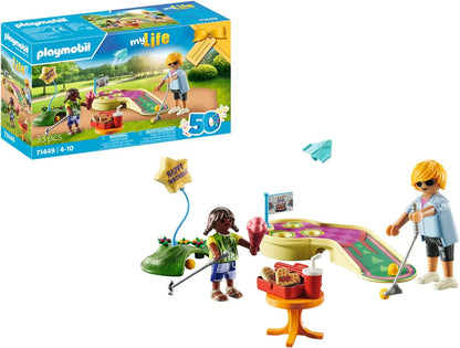 Playmobil 71449 Minha Vida: Minigolfe, uma tacada após a outra em direção ao gol, incluindo tacos de golfe, bolas e sorvetes, dramatização divertida e imaginativa, conjuntos de jogos artísticos adequados para crianças a partir de 4 anos