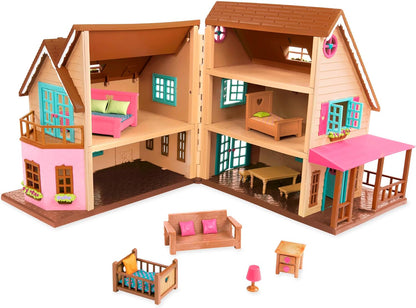 Li'l Woodzeez - Honeysuckle Hillside Cottage - Conjunto de brinquedos de 20 peças com casinha de brinquedo, móveis e acessórios - Casas em miniatura e conjuntos de jogos para crianças de 3 anos ou mais