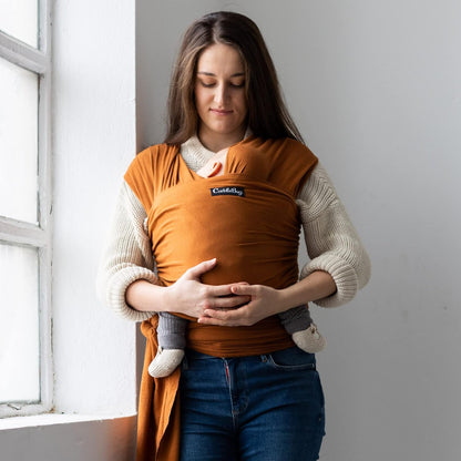 CuddleBug Baby Wrap - Porta-bebês mãos-livres - Envoltório macio e elástico - Porta-bebês Recém-nascido a criança 7-35 lbs - Tamanho único para todos os porta-bebês - Sling de envoltório para bebê saudável para o quadril