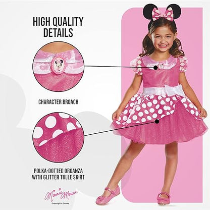 DISGUISE Disfraz Oficial Disney Deluxe de Minnie Mouse Rosa para Niñas, Disfraz de Minnie Mouse, Falda, Disfraces para Niñas, Disfraces del Día Mundial del Libro para Niñas