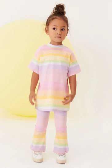 |Niña| Conjunto de leggings y top con vuelo - Rainbow Flare (3 meses a 7 años)