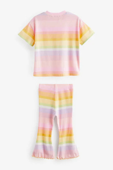 |Niña| Conjunto de leggings y top con vuelo - Rainbow Flare (3 meses a 7 años)