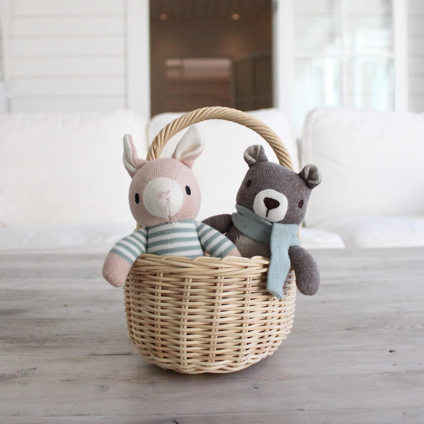 ThreadBear Design  Finbar The Hare Rabbit malha boneca de brinquedo macio ideia de presente para bebês e crianças pequenas - promova brincadeiras sensoriais e imaginativas e reconhecimento de toque a partir de 0+