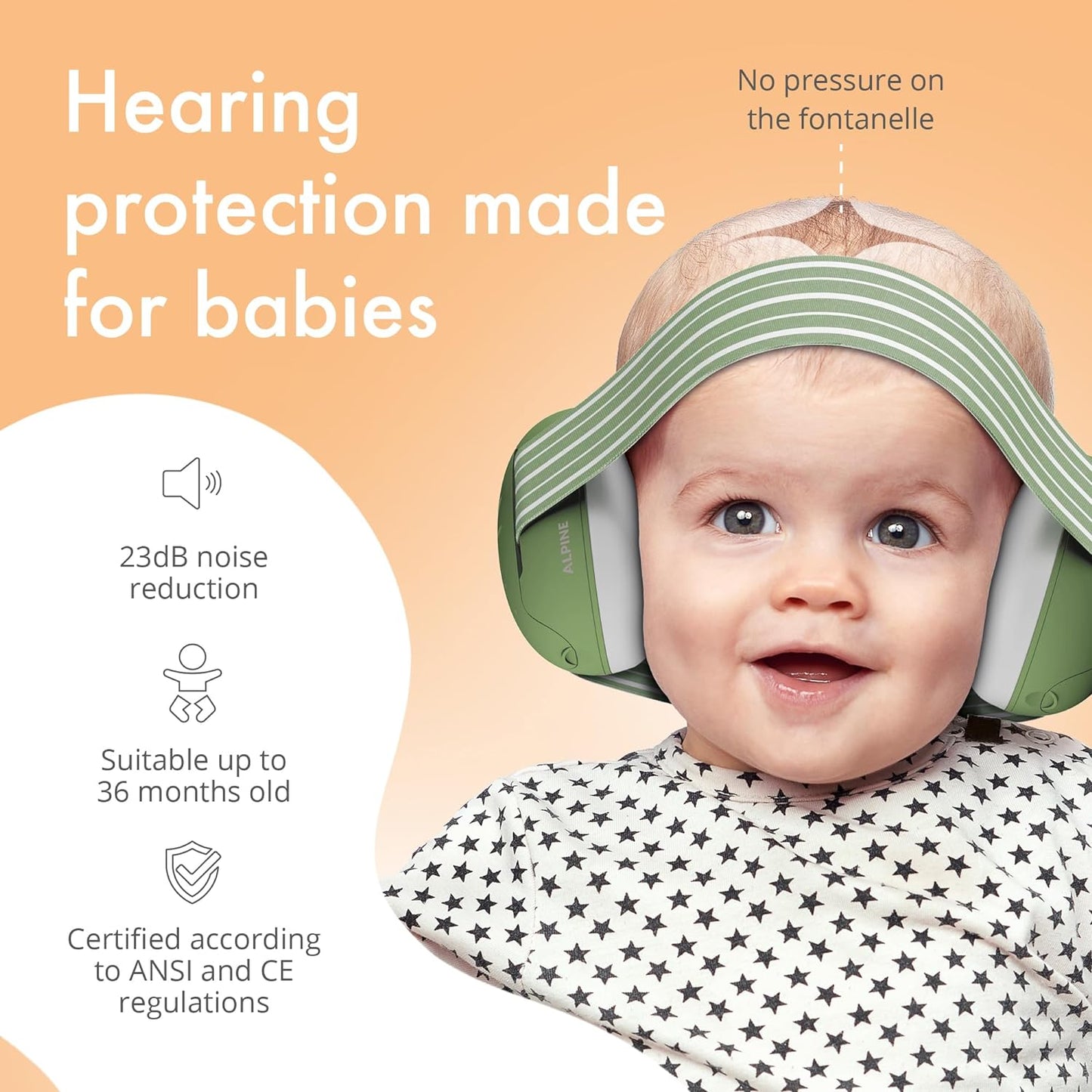 Alpine Muffy Baby Ear Defender para bebês e crianças pequenas de até 36 meses -  Protetores de ouvido com redução de ruído - Fones de ouvido confortáveis para bebês contra danos auditivos e melhora o sono - Preto