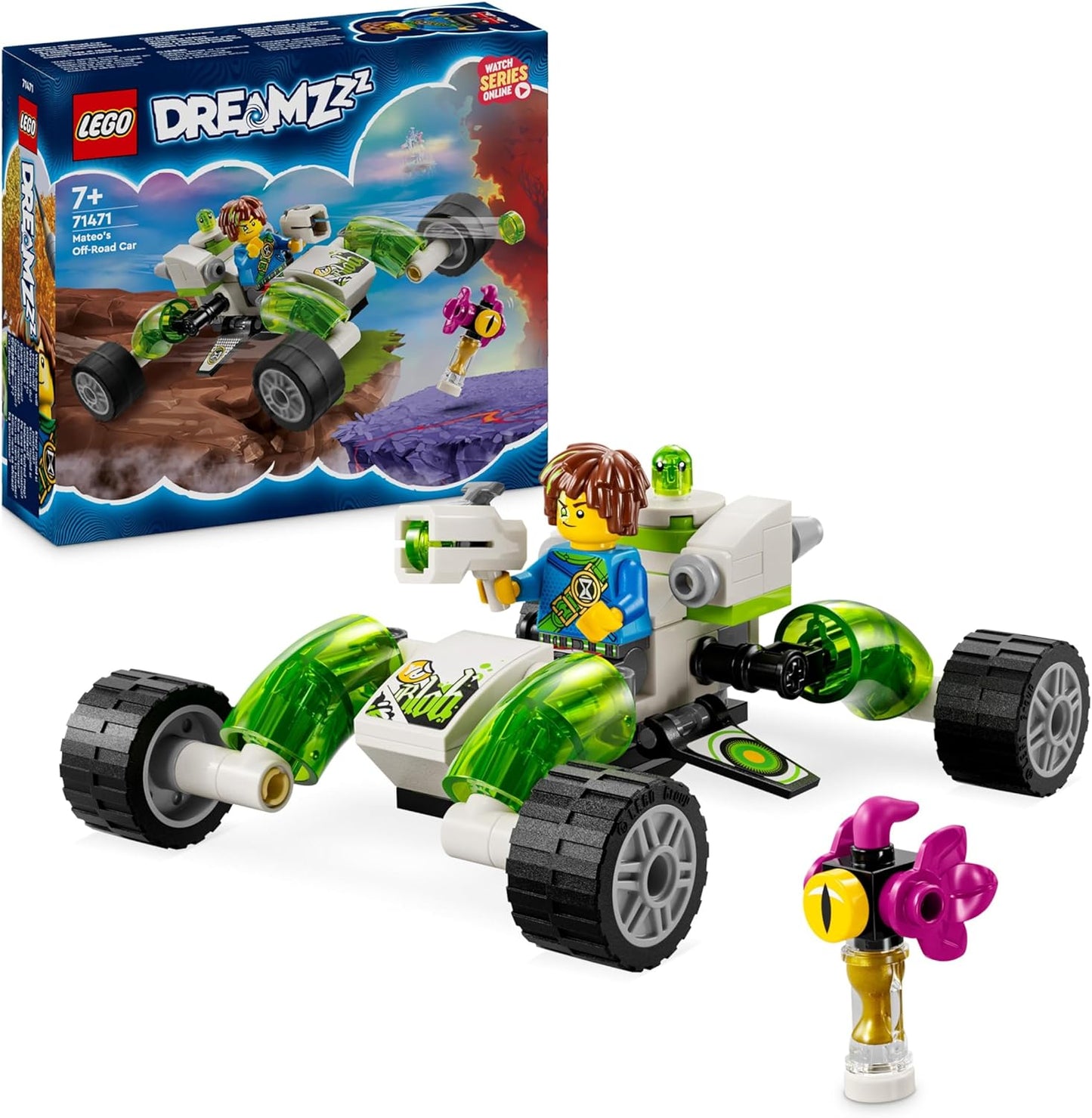 LEGO DREAMZzz Brinquedo de carro off-road de Mateo, conjunto de modelo de veículo para crianças, meninos e meninas construir um buggy ou helicóptero, inclui Mateo uma minifigura mais Z-Blob, brinquedos de construção colecionáveis 71471