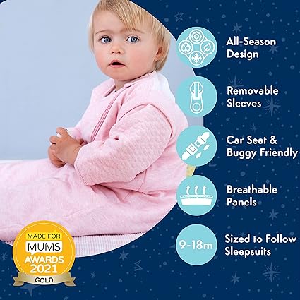 PurFlo Saco de dormir para bebê | Saco de dormir para todas as estações 2,5 tog com mangas removíveis | Saco de dormir para viagem | Itens essenciais para recém-nascidos no inverno e no verão