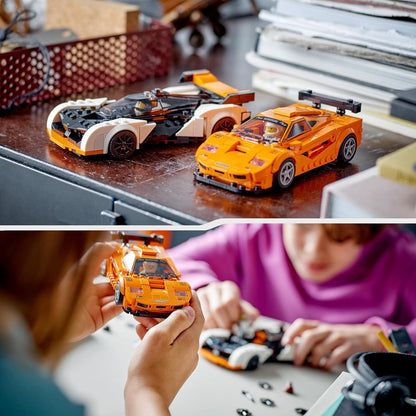 LEGO  Conjunto Speed Champions McLaren Solus GT e McLaren F1 LM, 2 brinquedos icônicos de carros de corrida para meninos e meninas de 9 anos ou mais, kit de construção de modelo de hipercarro, presente colecionável para crianças 76918