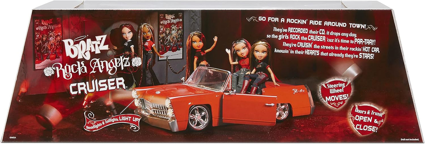 Bratz 577829EUC Rock Angelz 20 Yearz Special Edition Cruiser-conversível com portas funcionais, porta-malas, luzes, cintos de segurança e volante - cabe em 2 bonecas da moda - colecionáveis - para crianças de 7 anos ou mais