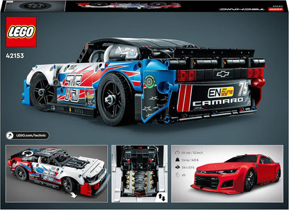 LEGO Kit de construção de carro modelo Technic NASCAR Next Gen Chevrolet Camaro ZL1, veículo de corrida de brinquedo, conjunto de construção colecionável de automobilismo 42153