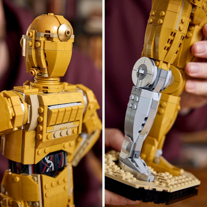 LEGO Conjunto de construção de figuras Droid Star Wars C-3PO, kit de modelo colecionável para adultos construirem com minifigura de personagem e expositor, ideia de presente nostálgico para homens, mulheres, ele, ela e fãs