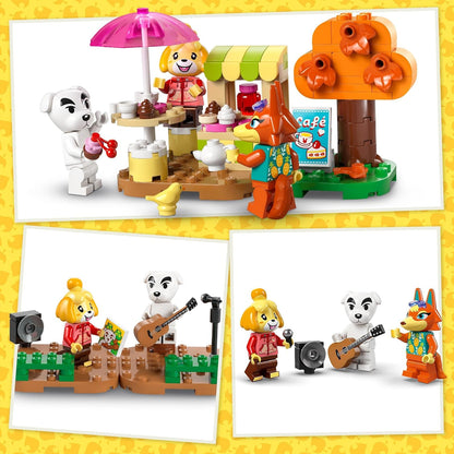 LEGO Brinquedo de construção Animal Crossing K.K. no Plaza Building para meninas e meninos com mais de 7 anos, com conjunto de café, figuras e veículo dos videogames, presente de simulação para crianças