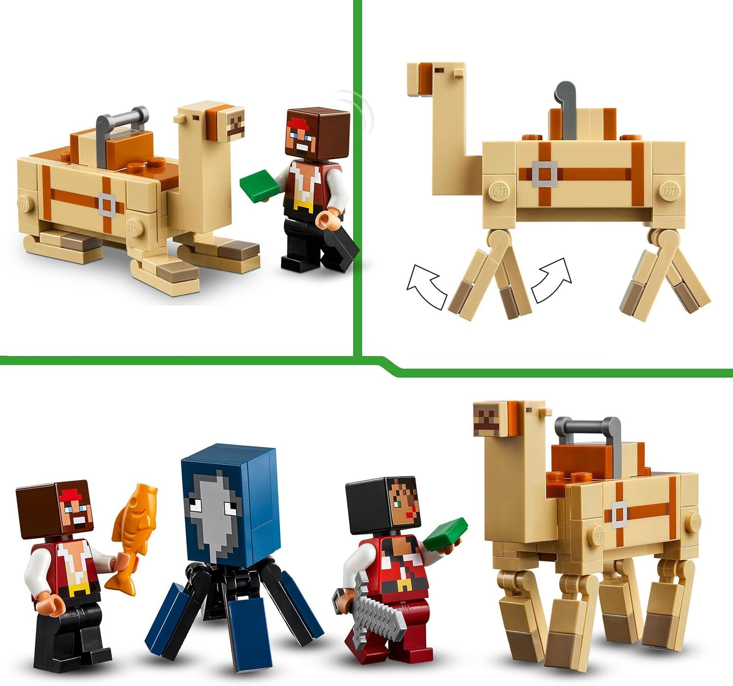 LEGO Minecraft The Pirate Ship Voyage Boat Toy Playset para crianças, conjunto de construção com figuras de lula, camelo e pirata, presente de jogador para meninos e meninas de 8 anos ou mais 21259