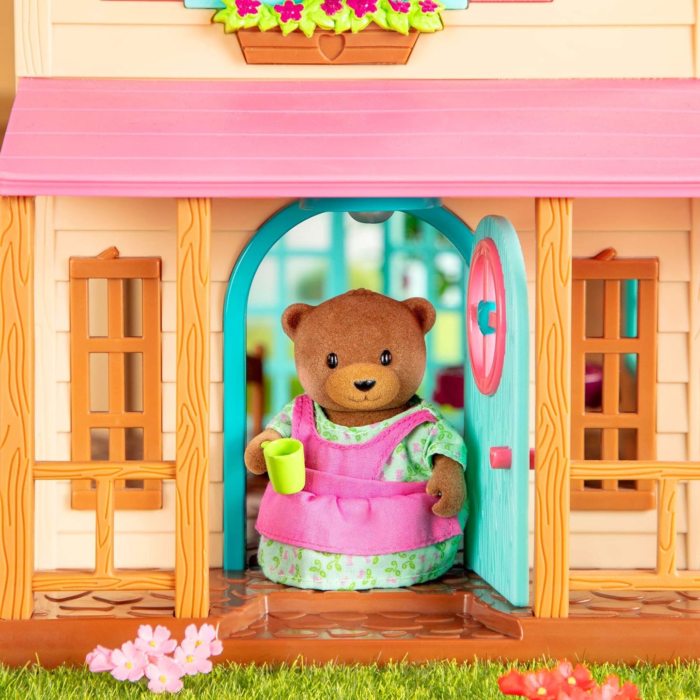 Li'l Woodzeez - Honeysuckle Hillside Cottage - Conjunto de brinquedos de 20 peças com casinha de brinquedo, móveis e acessórios - Casas em miniatura e conjuntos de jogos para crianças de 3 anos ou mais