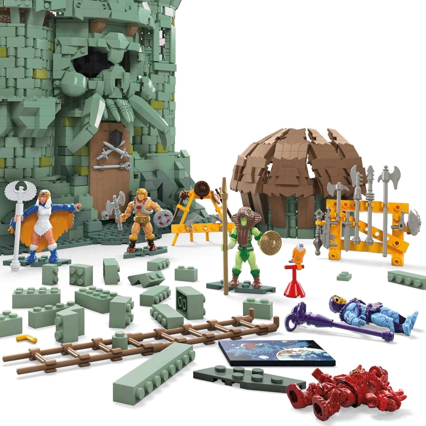 MEGA Conjunto de construção de brinquedos Masters of the Universe, MOTU Castle Grayskull com 3508 peças, 6 microfiguras de ação e acessórios, para colecionadores