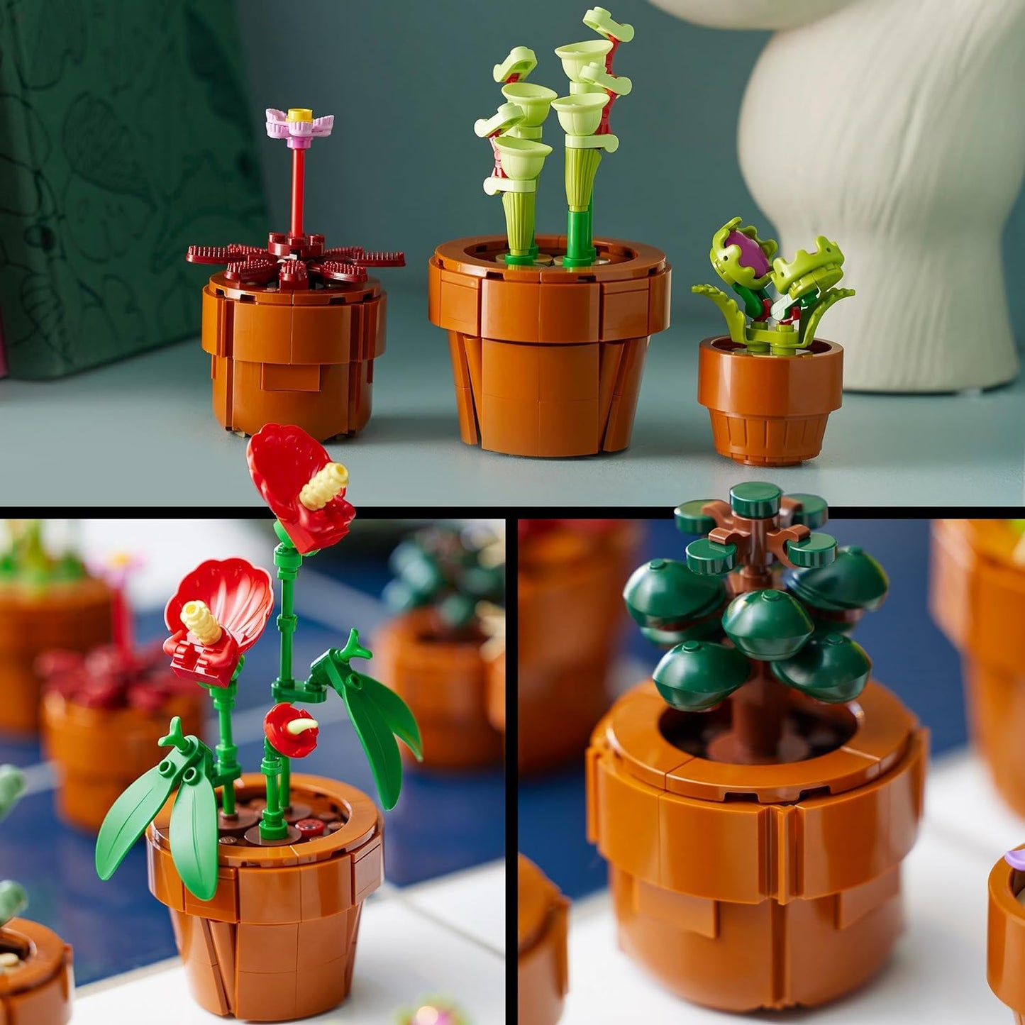 LEGO 10329 Conjunto de pequenas plantas de ícones, flores artificiais em 9 vasos edificáveis