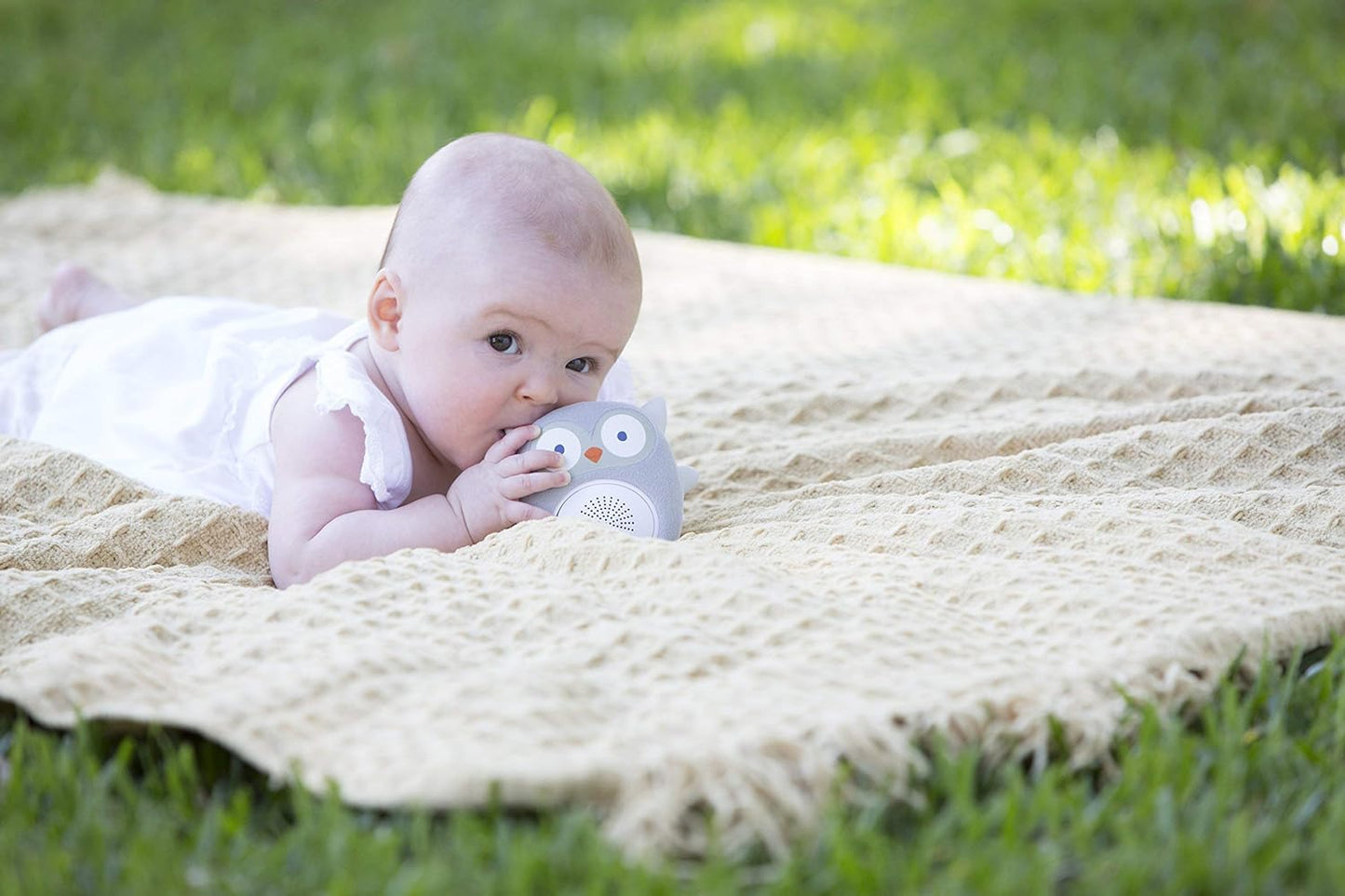 SoundBub da WavHello, máquina de ruído branco e alto-falante Bluetooth | Chupeta sonora para bebê portátil e recarregável - Ollie The Owl, cinza