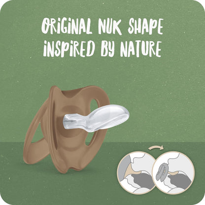 NUK Chupeta de bebê for Nature | 0-6 meses | Chupetas de silicone sustentáveis | Feito com matérias-primas 100% naturais | Aceito por 99% dos bebês | Sem BPA | Verde | 2 contagem