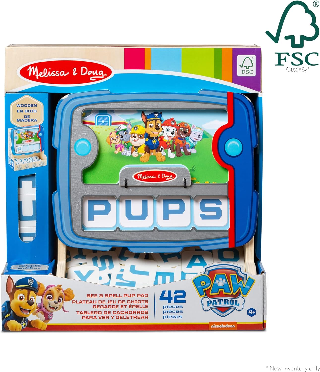 Melissa & Doug Caminhão de brinquedo PAW Patrol com blocos de construção de madeira com alfabeto e número, brinquedos infantis para meninas e meninos de 3 anos ou mais, brinquedos PAW Patrol para meninos, presente de veículos infantis para menino ou