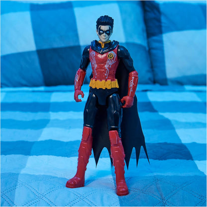 DC Comics Figura de ação Robin de 12 polegadas do Batman da (terno vermelho/preto), brinquedos infantis para meninos a partir de 3 anos