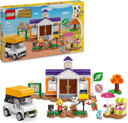 LEGO Brinquedo de construção Animal Crossing K.K. no Plaza Building para meninas e meninos com mais de 7 anos, com conjunto de café, figuras e veículo dos videogames, presente de simulação para crianças