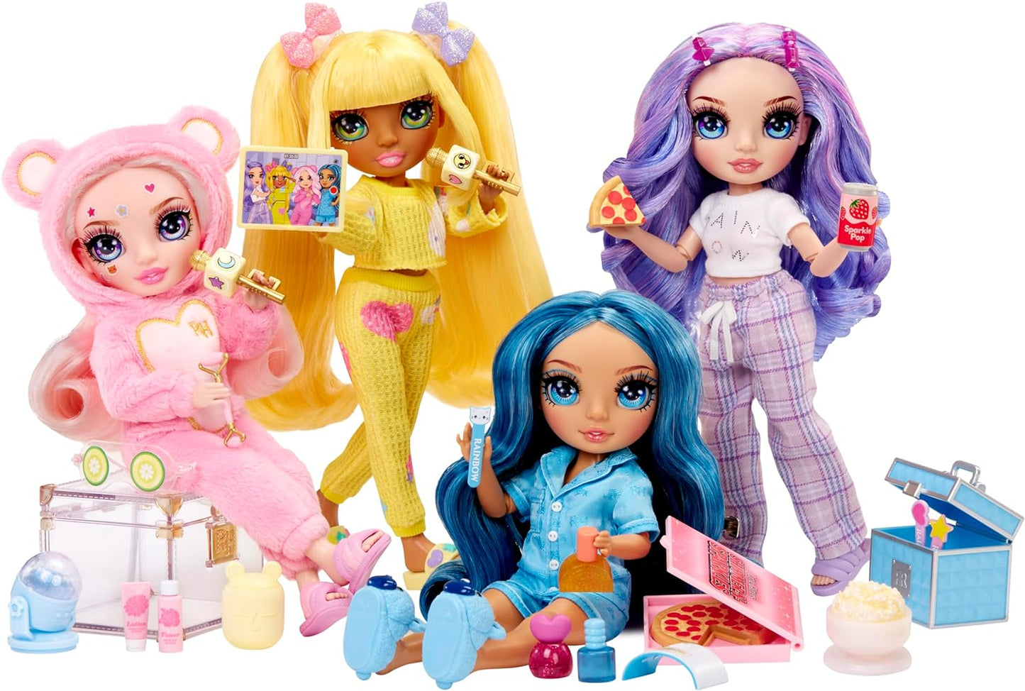 Rainbow High Junior High PJ Party - Sunny (Amarelo) - Boneca articulada de 22 cm com macacão macio, chinelos e acessórios para brincar - Brinquedo infantil - Ótimo para idades de 4 a 12 anos