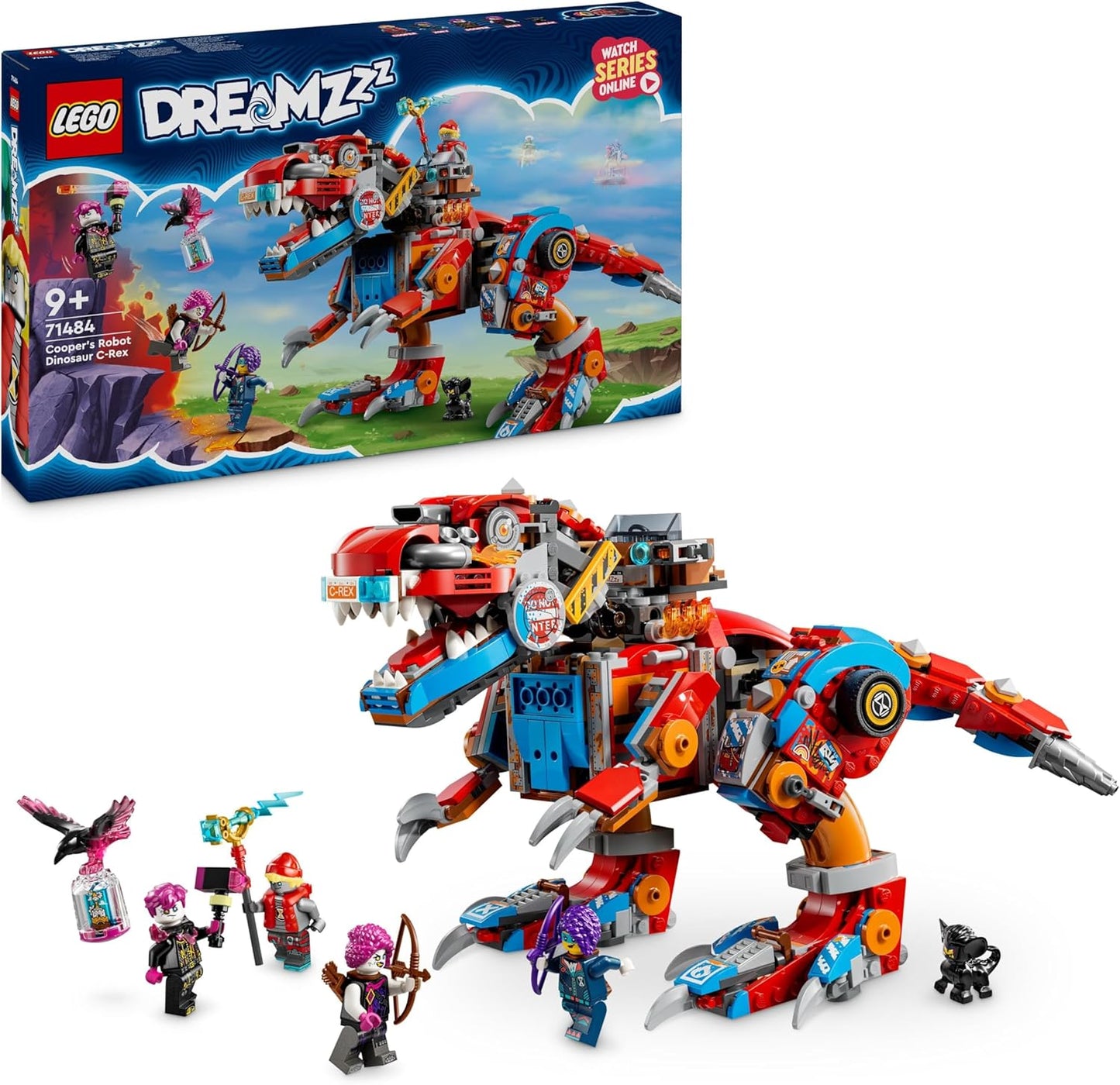 LEGO DREAMZzz Conjunto Robot Dinosaur C-Rex de Cooper, T. rex Dino Action Figure reconstrói em um brinquedo pterodáctilo legal para meninos e meninas de 9 anos ou mais,