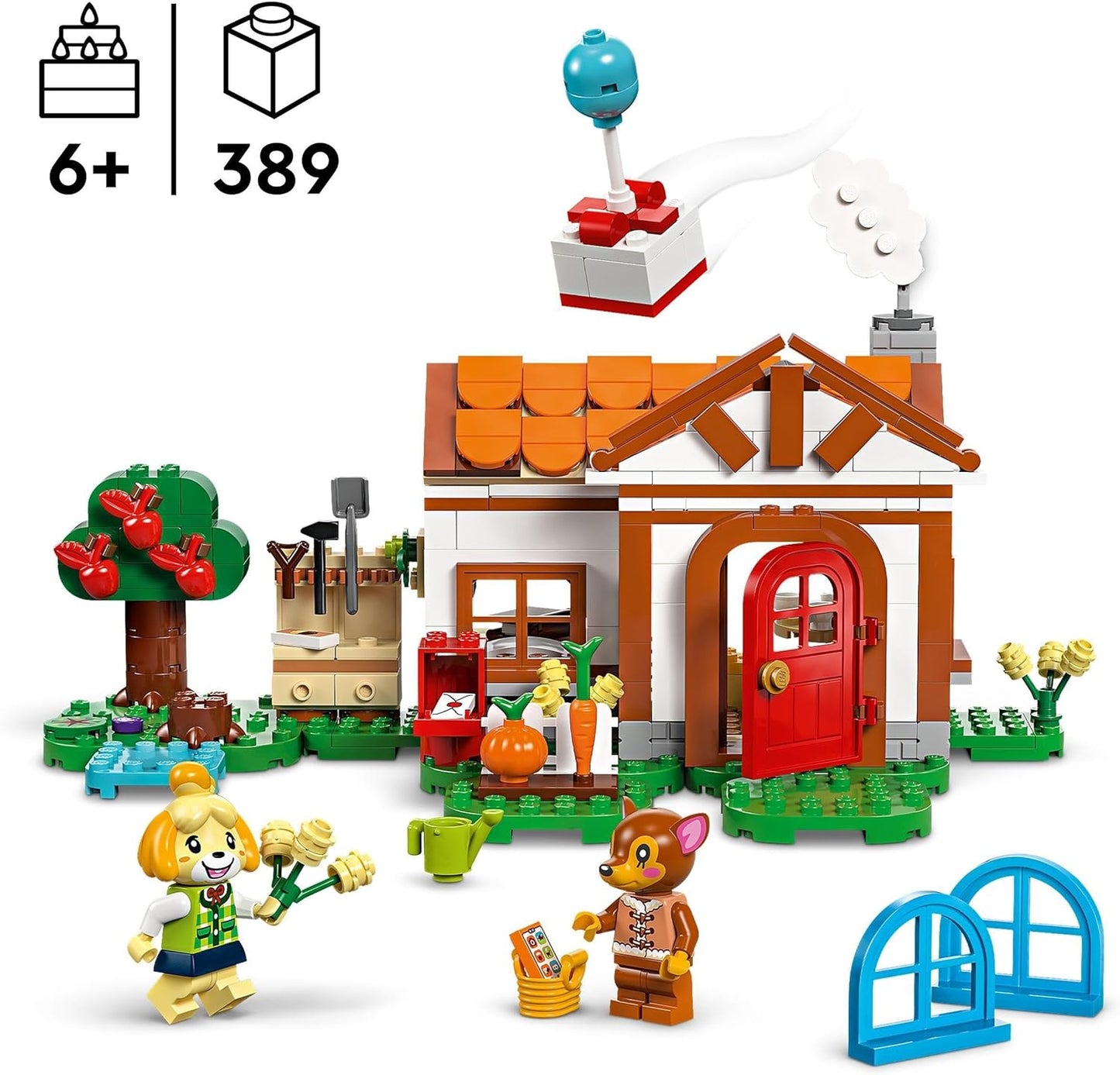 LEGO Animal Crossing Isabelle’s House Visit, brinquedo de construção criativo para crianças, meninas e meninos com mais de 6 anos, inclui 2 minifiguras da série de videogame, incluindo fauna, ideia de presente de aniversário 77049