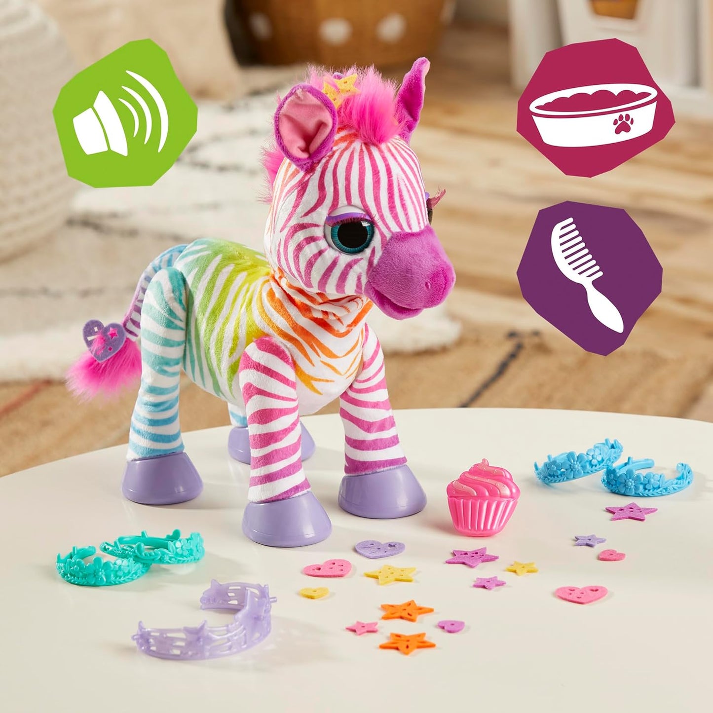 Brinquedo FurReal Zenya My Rainbow Zebra, brinquedos interativos para animais de estimação para meninas e meninos de 4 anos e mais