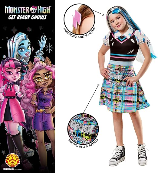 Rubie Fantasia oficial de Monster High Frankie Stein para meninas de, vestido infantil extravagante