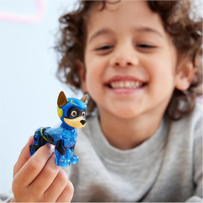 PAW Patrol: The Mighty Movie Toy Car con figura de acción de Chase Mighty Pups, luces y sonidos, juguetes para niños y niñas 3+