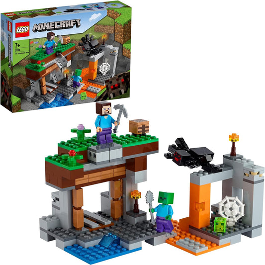 LEGO Minecraft The Abandoned Mine Building Toy, Zombie Cave with Slime, Steve & Spider Figures, ideia de presente para crianças, meninos e meninas de 7 anos ou mais