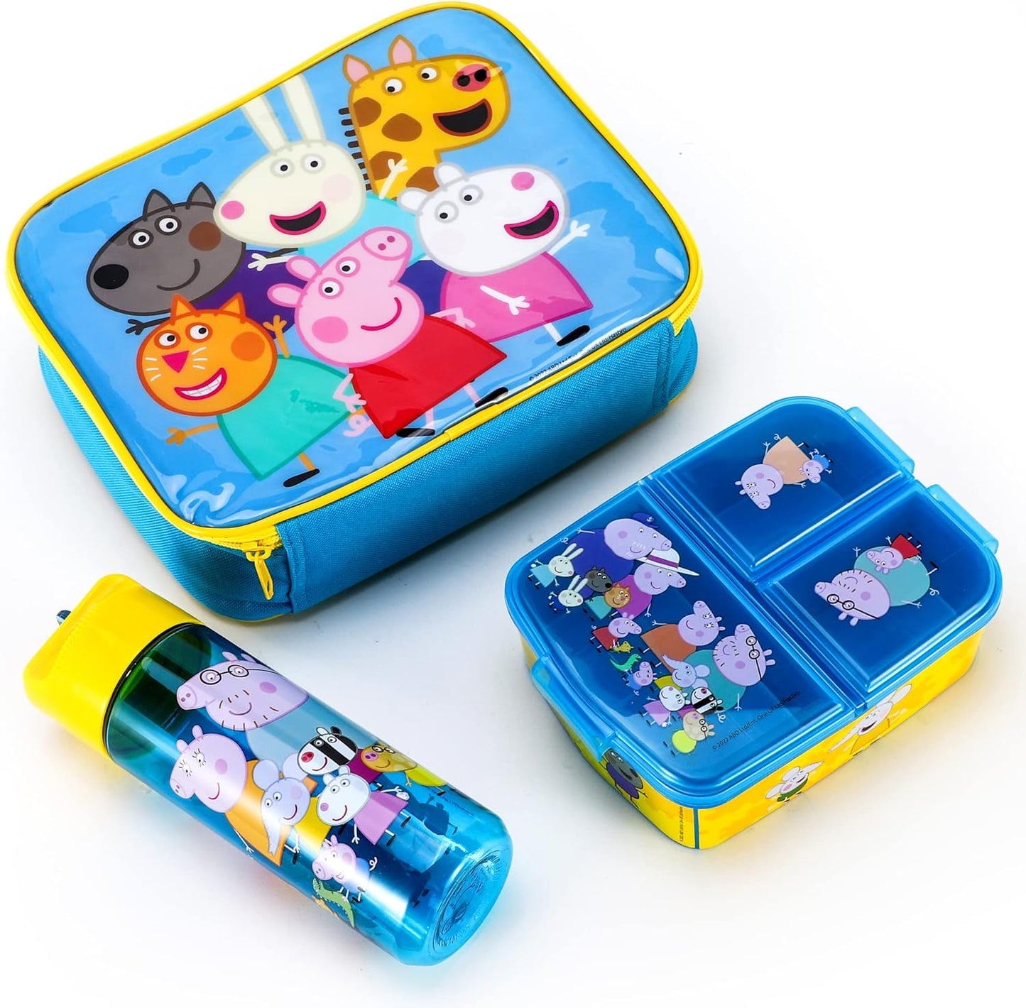 Zawadi Global Conjunto de lancheira infantil Peppa Pig Kids - lancheira isolada, lancheira com vários compartimentos e garrafa de água de 540 ml - conjunto de comida para almoço de viagem escolar,