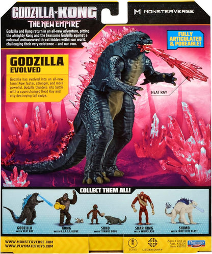 MonsterVerse Godzilla x Kong: The New Empire, brinquedo de boneco de ação Godzilla Evolved de 6 polegadas, brinquedo icônico de personagem de filme colecionável, inclui recurso de energia de raio de calor, brinquedo adequado para maiores de 4 anos