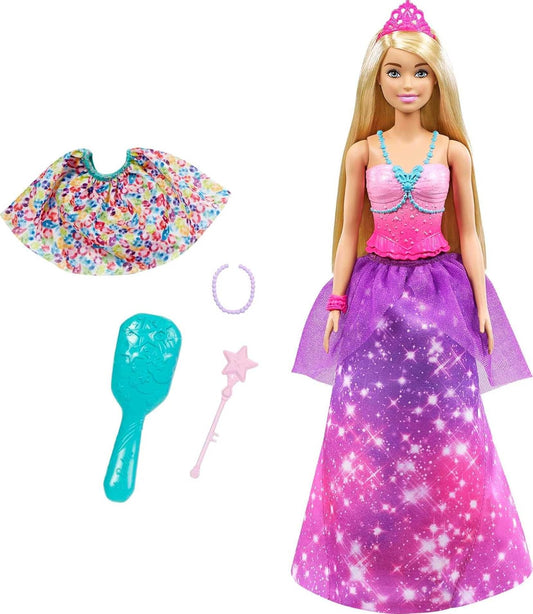 Barbie Boneca Dreamtopia 2 em 1 Princesa em Sereia Fashion Transformation com 3 looks e acessórios, para crianças de 3 a 7 anos - GTF92