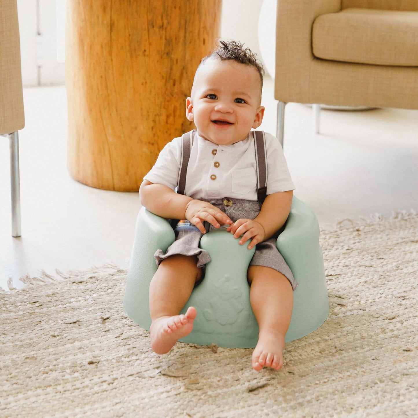 Bumbo Assento com bandeja para apoio de bebê – Assentos de bebê para sentar até 6 meses mais – Assento de chão para bebê Cool Grey