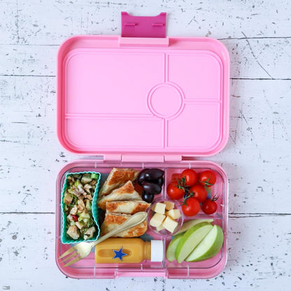 Yumbox Lancheira Bento Tapas 4,2 xícaras: Design de 4 compartimentos à prova de vazamentos em Capri Pink Rainbow - Perfeito para refeições portáteis ricas em nutrientes para adultos e crianças maiores