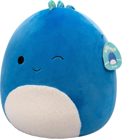 Squishmallows Original 16 pulgadas - Brody, el dinosaurio parpadeante azul oscuro