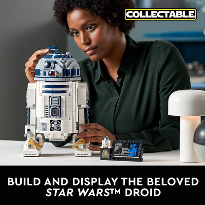 LEGO Conjunto de construção Droid Star Wars R2-D2 para adultos, modelo de exibição colecionável com sabre de luz de Luke Skywalker, presente para o dia dos pais, presente para homens, mulheres, pai ou mãe 75308