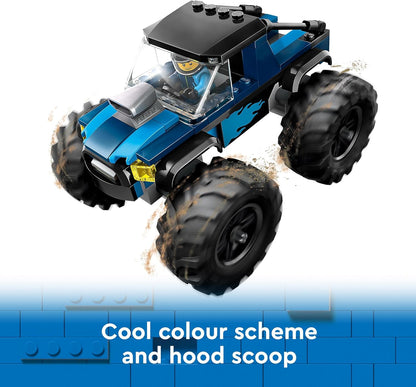 LEGO Brinquedo City Blue Monster Truck para meninos e meninas de 5 anos ou mais, conjunto de veículo com minifigura de motorista, brinquedos criativos de carro de corrida para crianças, ideia de presente de aniversário 60402