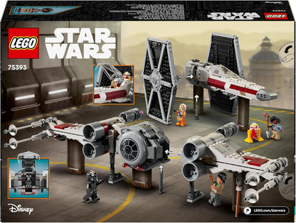 LEGO  Conjunto mash-up Star Wars TIE Fighter e X-Wing, brinquedo de construção Starfighter com mais de 9 anos para crianças, veículos com 4 minifiguras e uma figura de dróide, presente criativo para meninos, meninas e fãs 75393