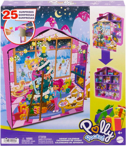 Calendario de Adviento de Polly Pocket Dolls, juego de casa de jengibre con 25 regalos sorpresa.