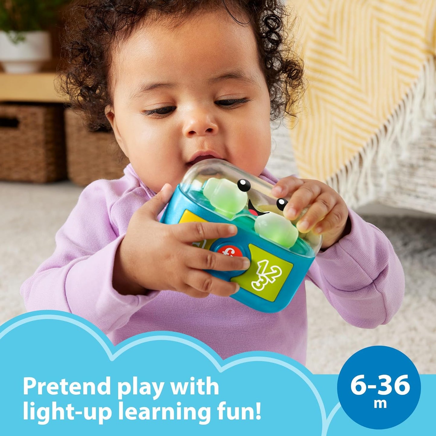 Fisher-Price Laugh & Learn Brinquedo para bebês e crianças pequenas brinca com fones de ouvido com música e luzes para maiores de 6 meses, versão multilíngue,