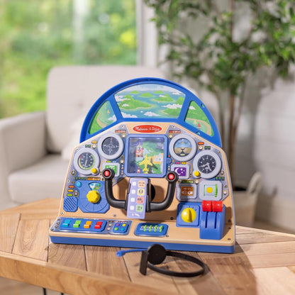 Melissa & Doug Painel interativo Jet Pilot, quadro ocupado, presentes para meninos e meninas de 3 anos, atividades de avião para crianças, brinquedo de avião, brinquedo simulador de avião