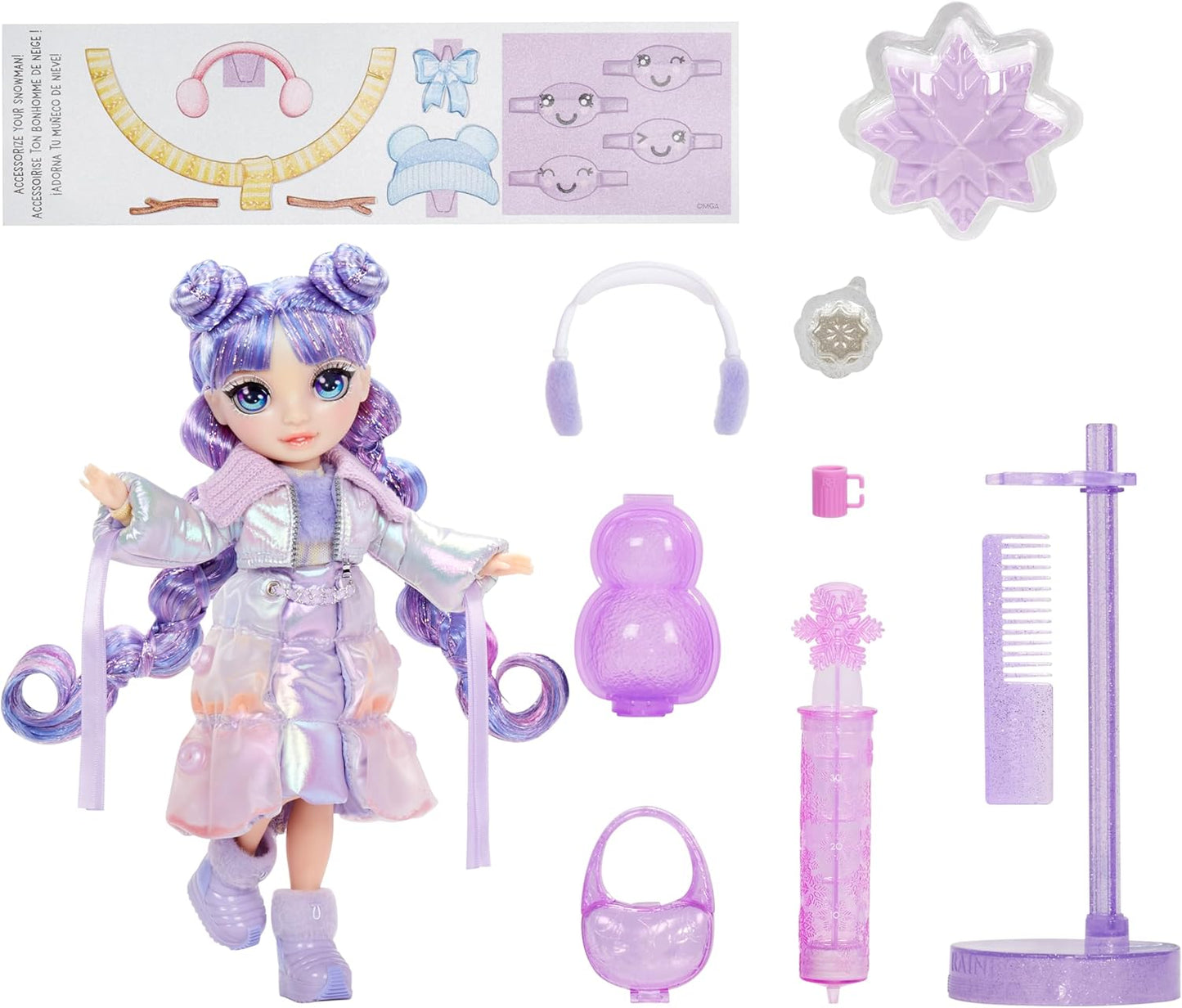 Rainbow High Winter Wonderland - Violeta (Roxo) - Boneca fashion de 28 cm, com neve mágica escondida que incha com água, vem com um kit de boneco de neve, adequado para crianças de 4 a 12 anos e colecionadores