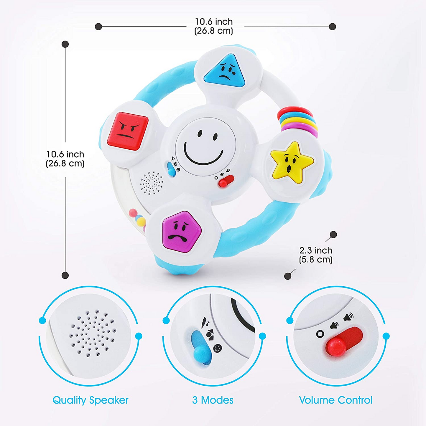 BEST LEARNING My Spin & Learn Steering Wheel - Brinquedos educativos interativos para crianças de 6 a 36 meses de idade - Jogo de cores, formas, emoções e música para bebês